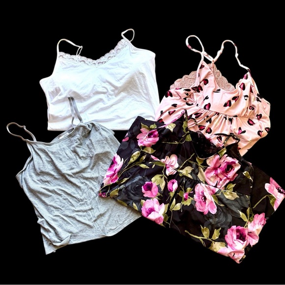 Stylish Women's Camisole & PJ Collection - White, Pink, Gray, and Black Floral - Picture 2 of 13
